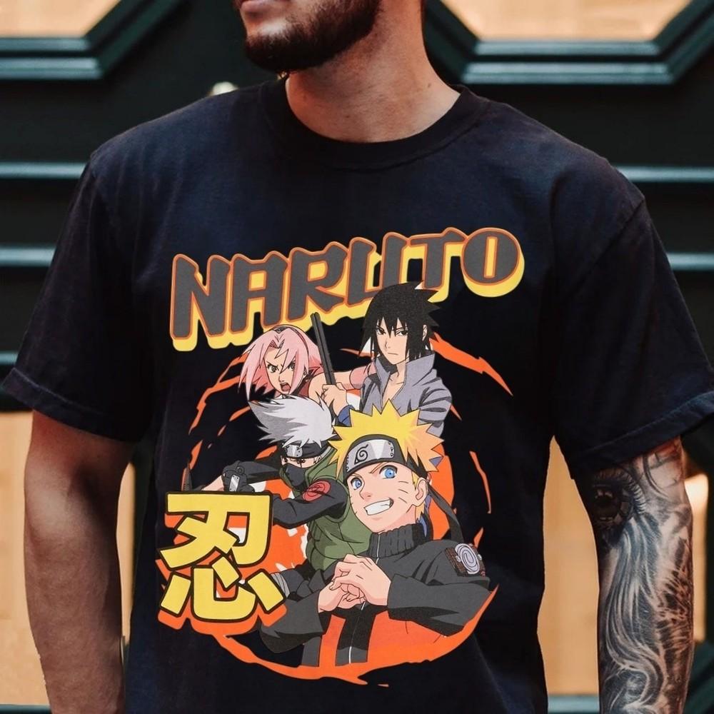 

Аниме-футболка Наруто, Футболка с графикой японского аниме, Футболка для отаку, Унисекс, S-5XL XL