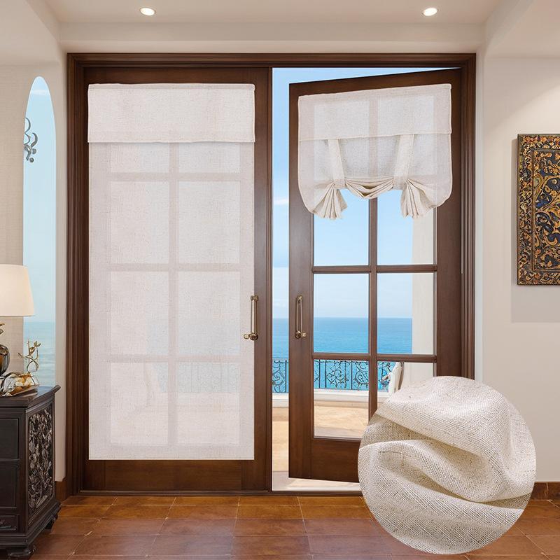 

Натуральная текстура Полузатемняющая дверная штора Лен Наружный экран для приватности Самоклеящаяся установка без сверления Тканая внутренняя перегородка 66*173cm