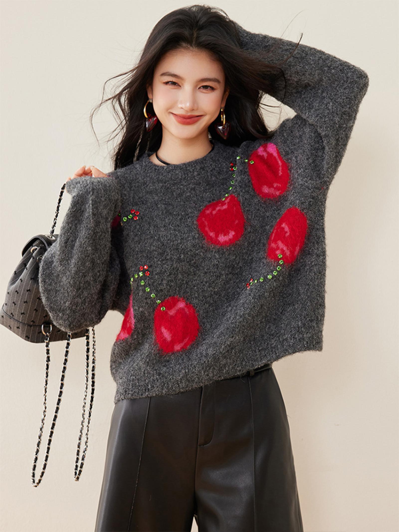 

Women s Round Neck Pullover Knit Top One Size