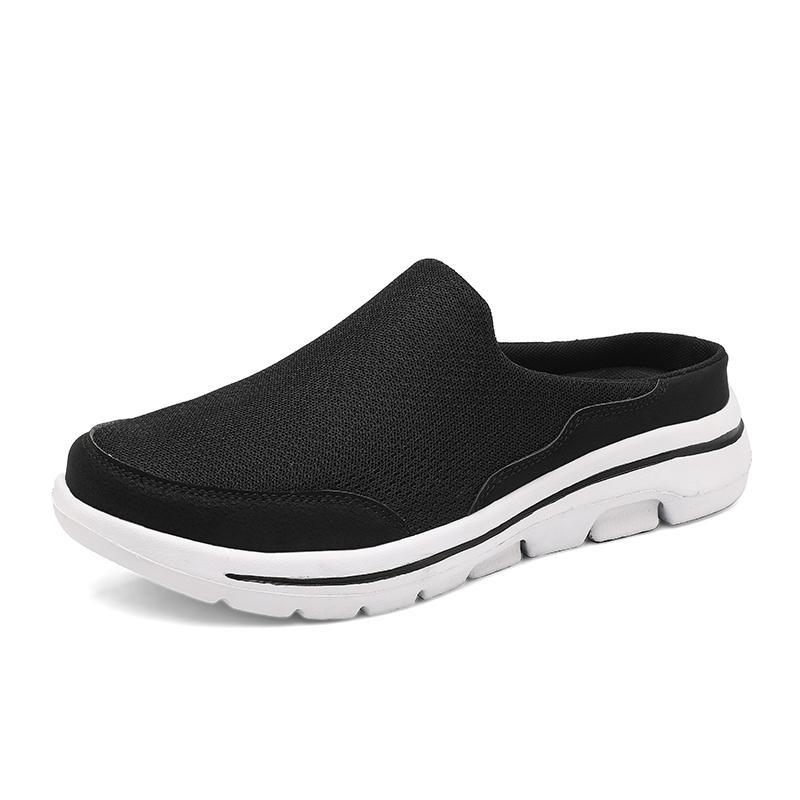 2025 summer baotou color matching half tray women's shoes multi-color mesh casual shoes lazy slippers