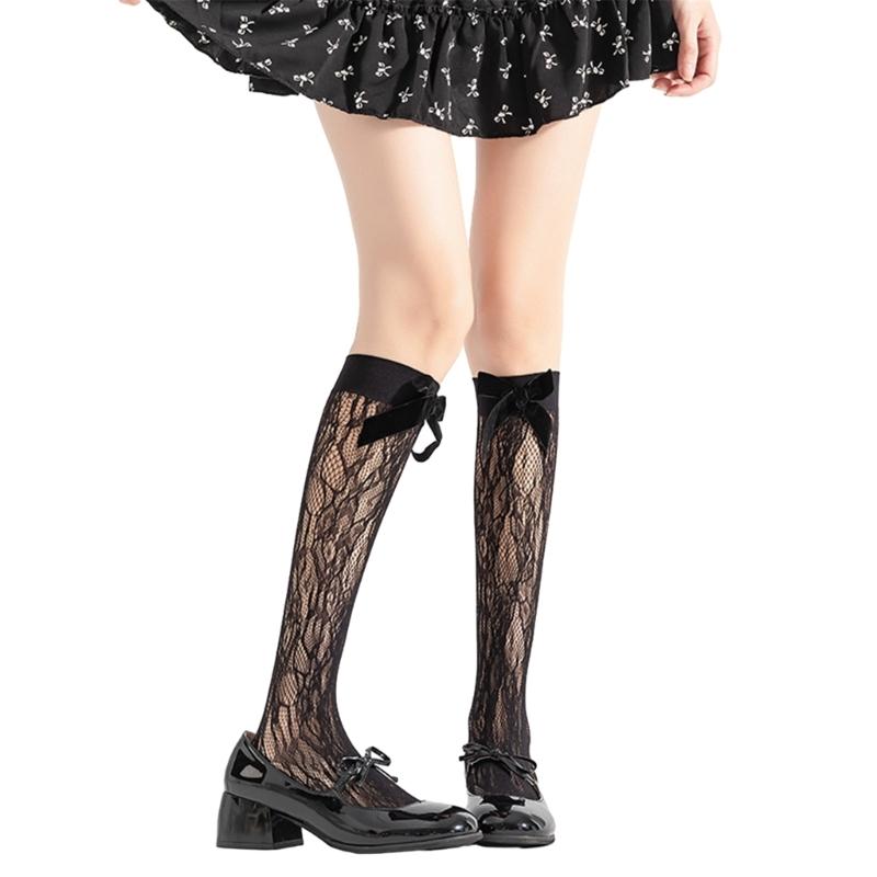 

Women s Crew Socks Lolitas Bowknot Ankle Socks Cute Princesses Ankle Dress Socks Sheer Lace Socks Summer Calf Socks 1 чёрный
