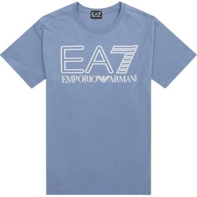 Logo Print Crew Neck Short Sleeve T-Shirt Men Tops Gray Blue 6RPT03-PJFFZ-1531