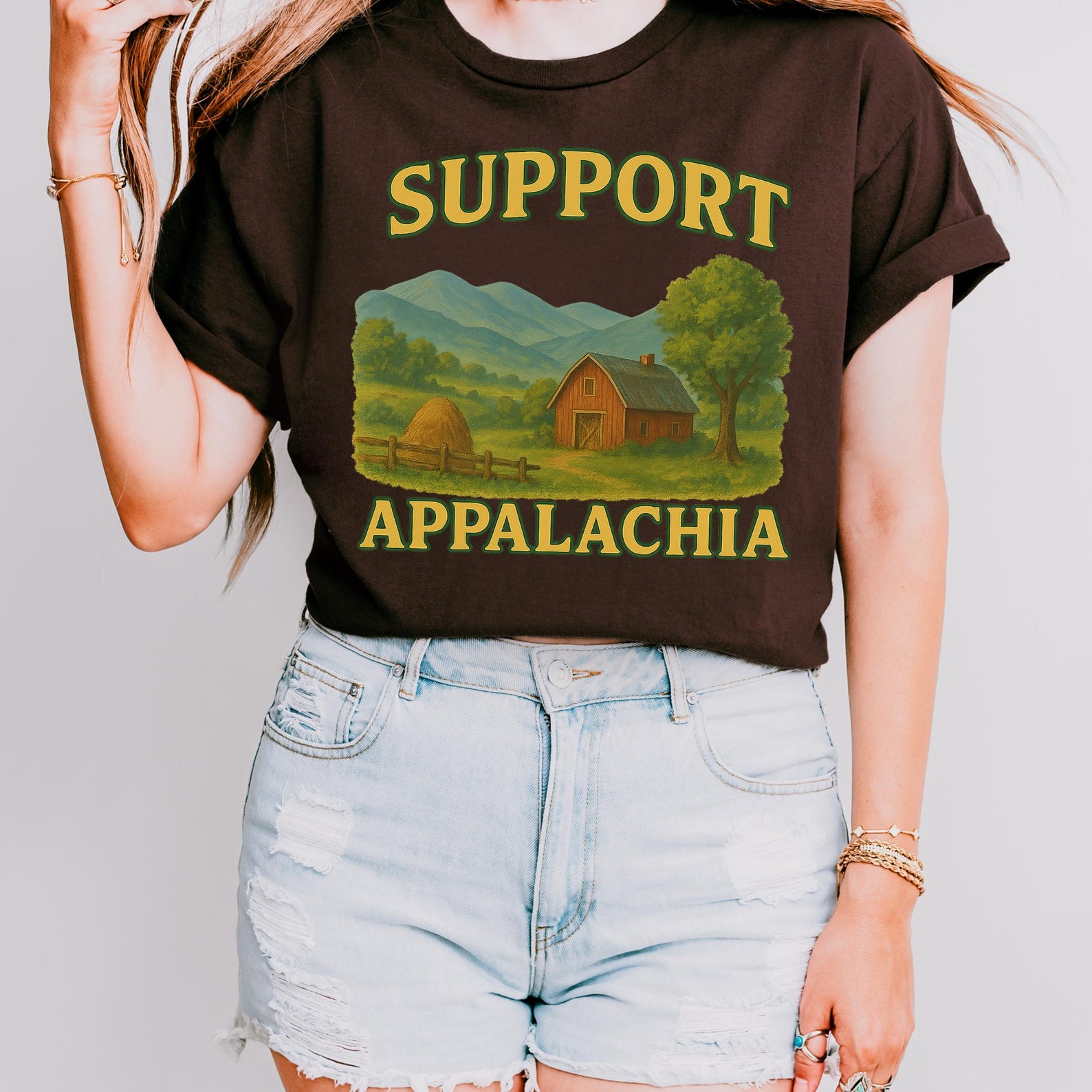 Vintage Appalachian Shirt | Support Appalachia Graphic Tee with Rustic Farm Design 3XL