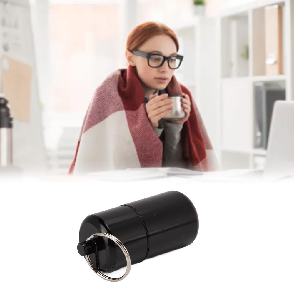 2Pcs Rotating Lid Keychain Pill Holder Waterproof Mini Medicine Bottle Durable Medicine Box  Camping чёрный