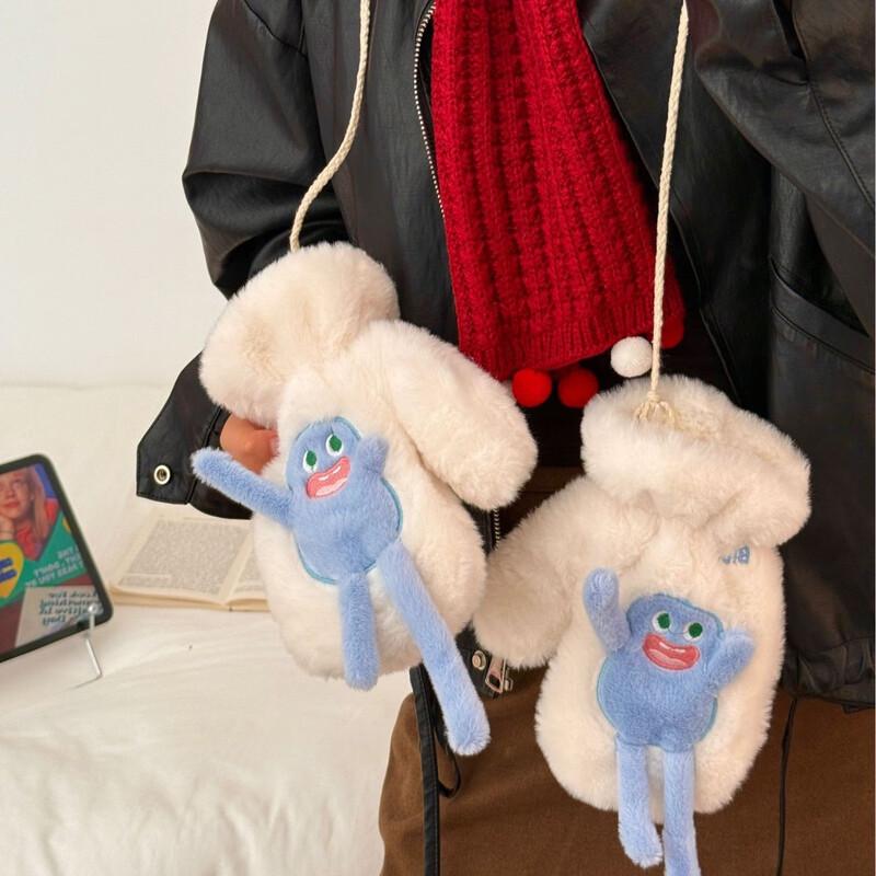 Cute Funny Plush Winter Mittens