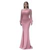 2024 Autumn Women's Pure Desire Asymmetrical Neckline Waist-Cinching Fishtail Bodycon Dress