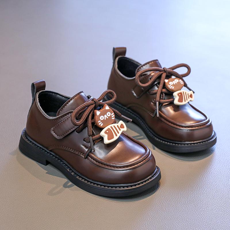 New Spring and Autumn style girls' small leather shoes, cute cartoon British-style small leather shoes for girls
