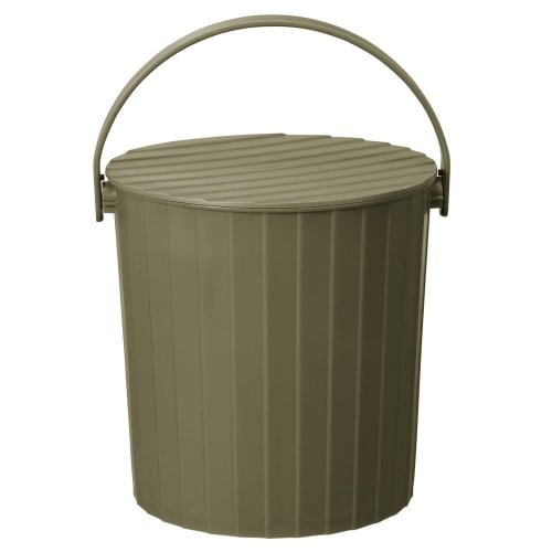 TONBO Shinki Synthetic Tonbo Sit-On Bucket with Lid, 10 Liters, Khaki Green, 27.5cm Wide X 26cm Deep X 27cm High, Durable for Outdoor Use, Made In Jap