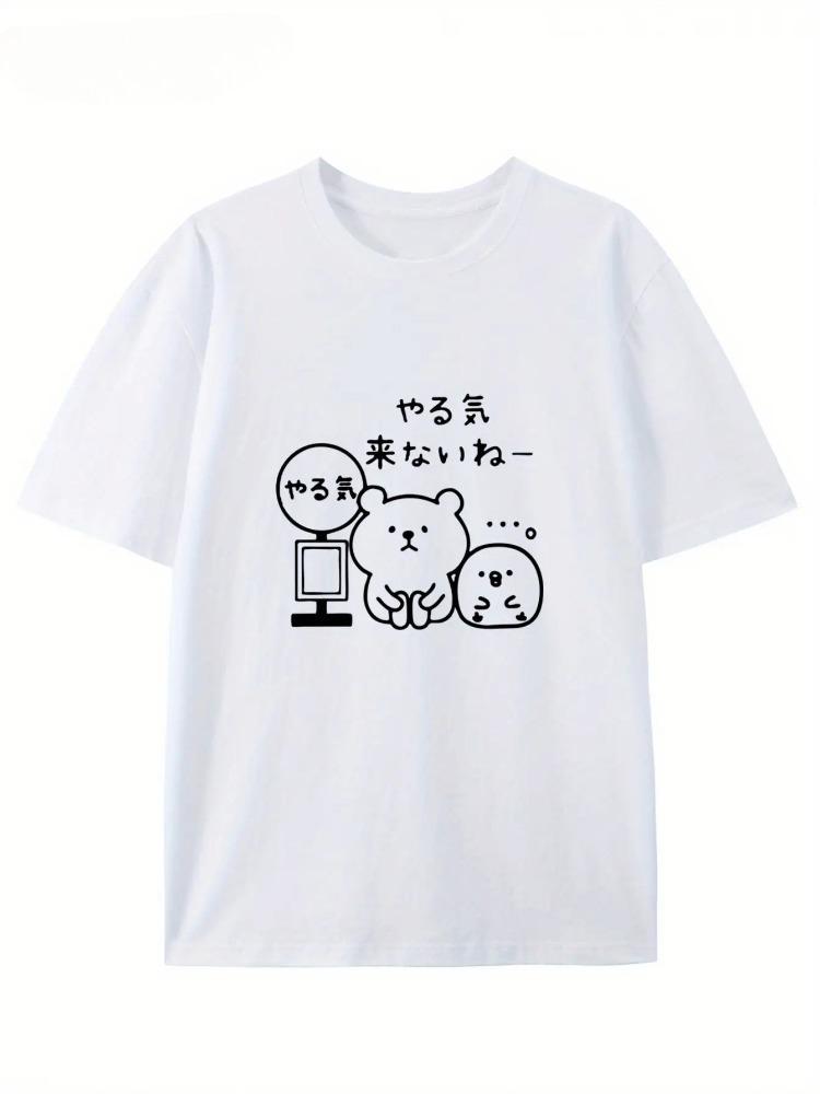 Womens Japanese Anime Print TShirt Comfortable Crew Neck Casual Short Sleeve Top Fun Design for Home  Everyday Wear