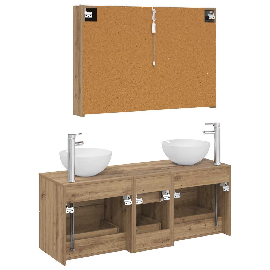 Bathroom Furniture Set 4 pcs Artisan Oak Engineered Wood and Glass