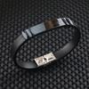 Men Silicone Faux Braided Leather Buckle Clasp Bracelet Bangle Jewelry