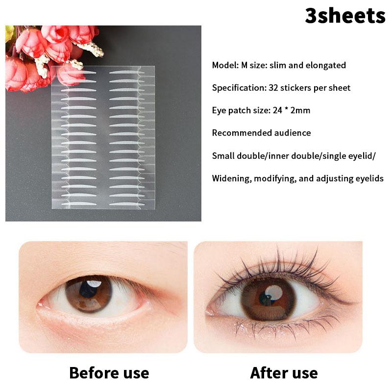 3/5/10 listů Pásky na oční víčka Nálepky Neviditelná pasta na dvojitá víčka Samolepicí Přírodní páska na oči Make-up nástroj S M L