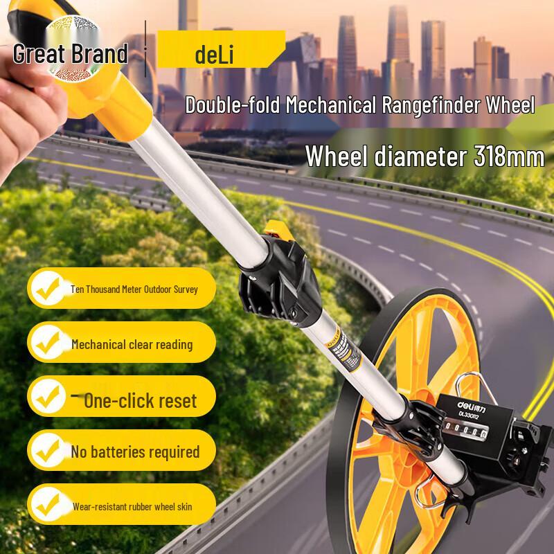 Deli Folding Distance Measuring Wheel 318mm Wheel