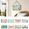 Beach House Wall Sign Summer Wooden Hanging Sign, Theme Welcome Front Door Decor with Themed Gifts Rope, Colorful Hanger for Seasonal Farmhouse Floral