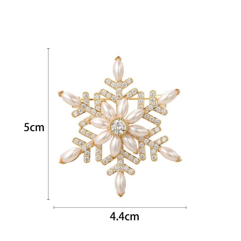 Snowflake & Butterfly Zircon Brooch with Freshwater Pearl for Women's Korean Style Suit Coat