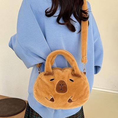 Água porquinho da índia boneca pelúcia desenho animado mochila escolar de ombro duplo meninas presente fofo bolsa redonda mensageiro