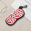 Cute Red Heart Pattern Soft Fabric Sunglasses Case,Portable Lightweight Eyeglasses Storage Pouch,Protective Travel Glasses Holder for Women Girls