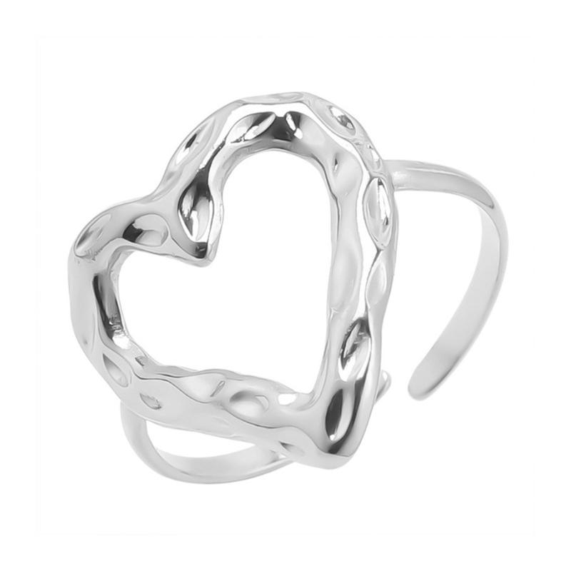 Adjustable Heart Shaped Rings Jewelry Stainless Steel Sweetheart Rings Open Adjustable Rings Jewelry for Fashionistas