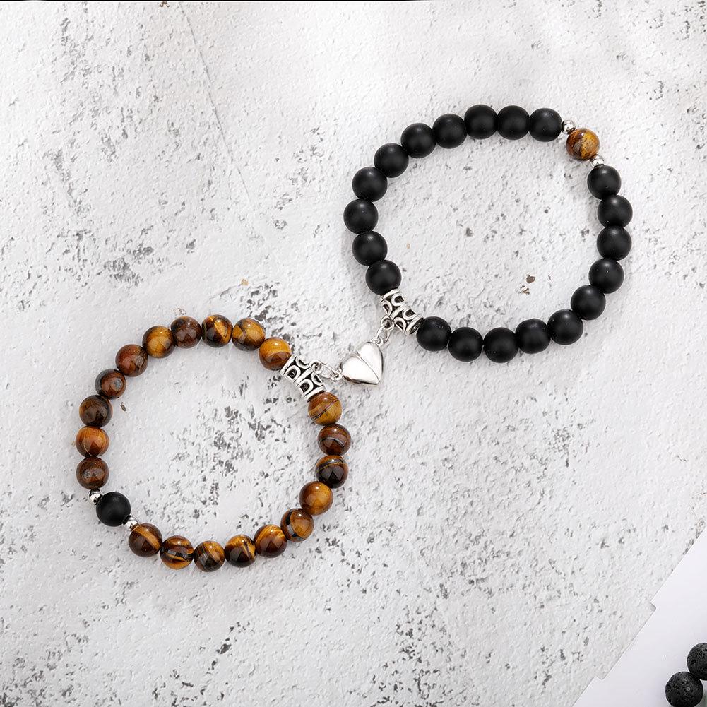 Natuurlijke Tijgeroog Steen & Legering Magnetische Koppelarmband - 2025 Bestseller