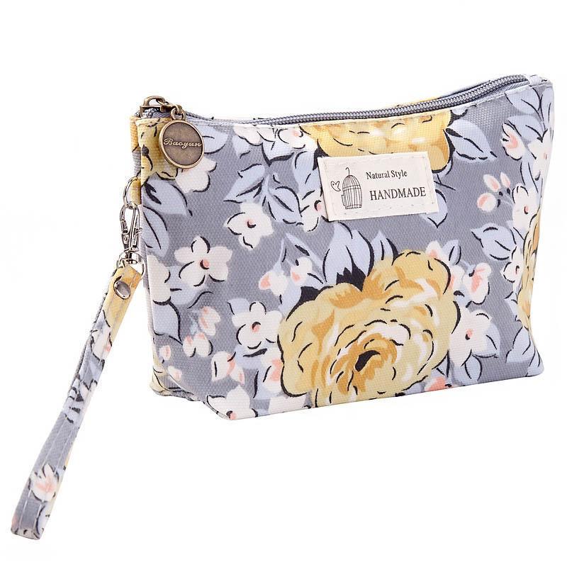 Fashionable Portable Waterproof Fabric Floral Makeup Bag For Women
