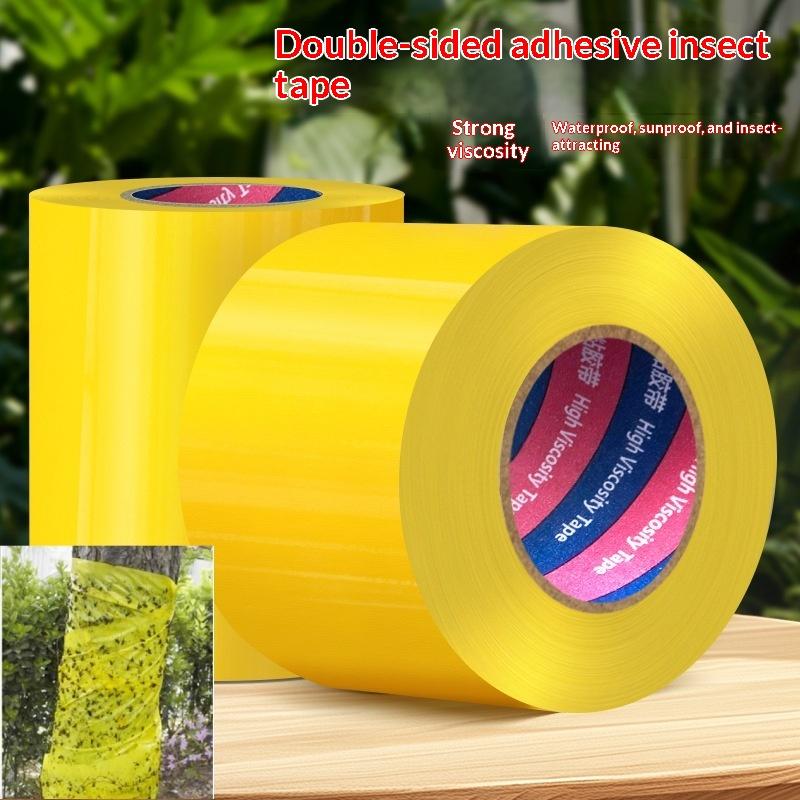 1 Rol Insectenval 10 Meter Geel Dubbelzijdig Insectenwerend Tape Tuin Ongediertebestrijding Voorkom Bladluizen Mieren Motten Klimmend