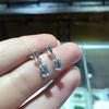 Aquamarine Gemstone 925 Silver Inlaid Simple Stud Earrings