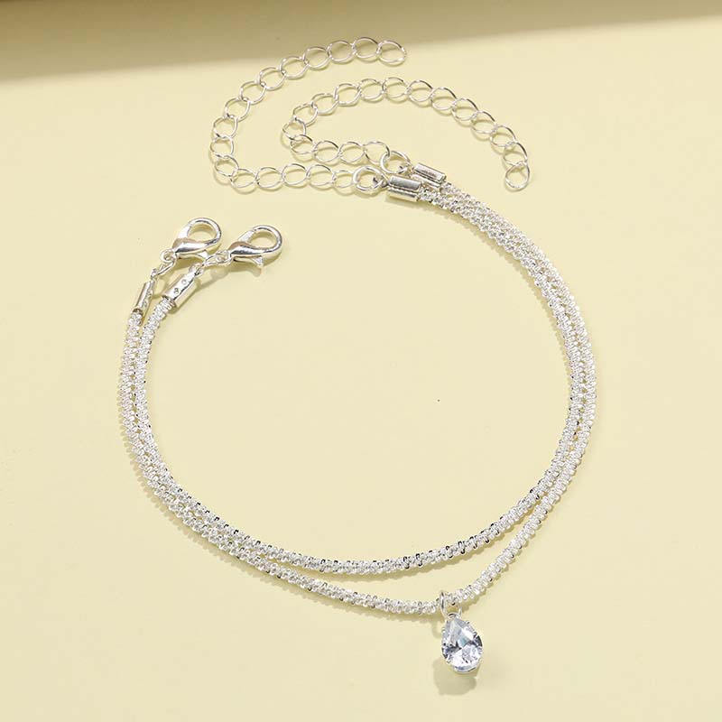 2Pcs Gold Color Colorful Zircon Bracelets Set for Women Personality Fashion  Rhinestone Pendant Bracelet Popcorn Chain Adjustable Wedding Jewelry Gift