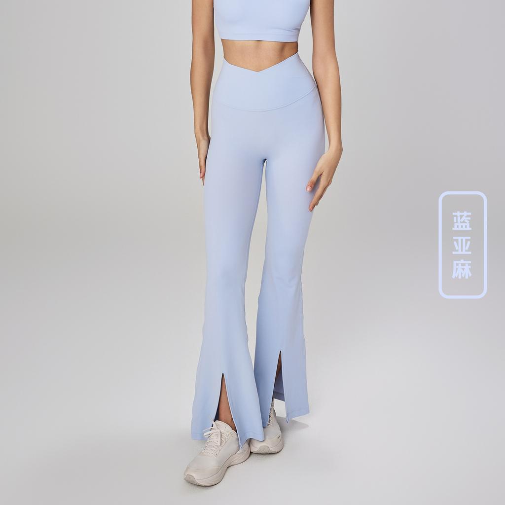 Sweatpants summer new flared pants high waist thin long slightly pulled pants front split design extended yoga pants women