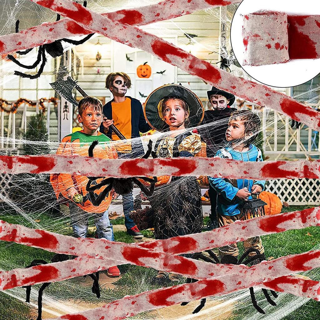Cloth Halloween Blood Strip Horror Scene Decorative Props Quarantine Gauze Tape
