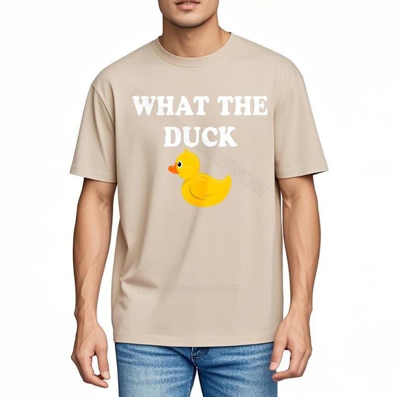 T-shirt Uomo Manica Corta Streetwear T-shirt What The Duck Anatra Gialla Estate Minimalista T-shirt Hiphop Manica Corta Casua