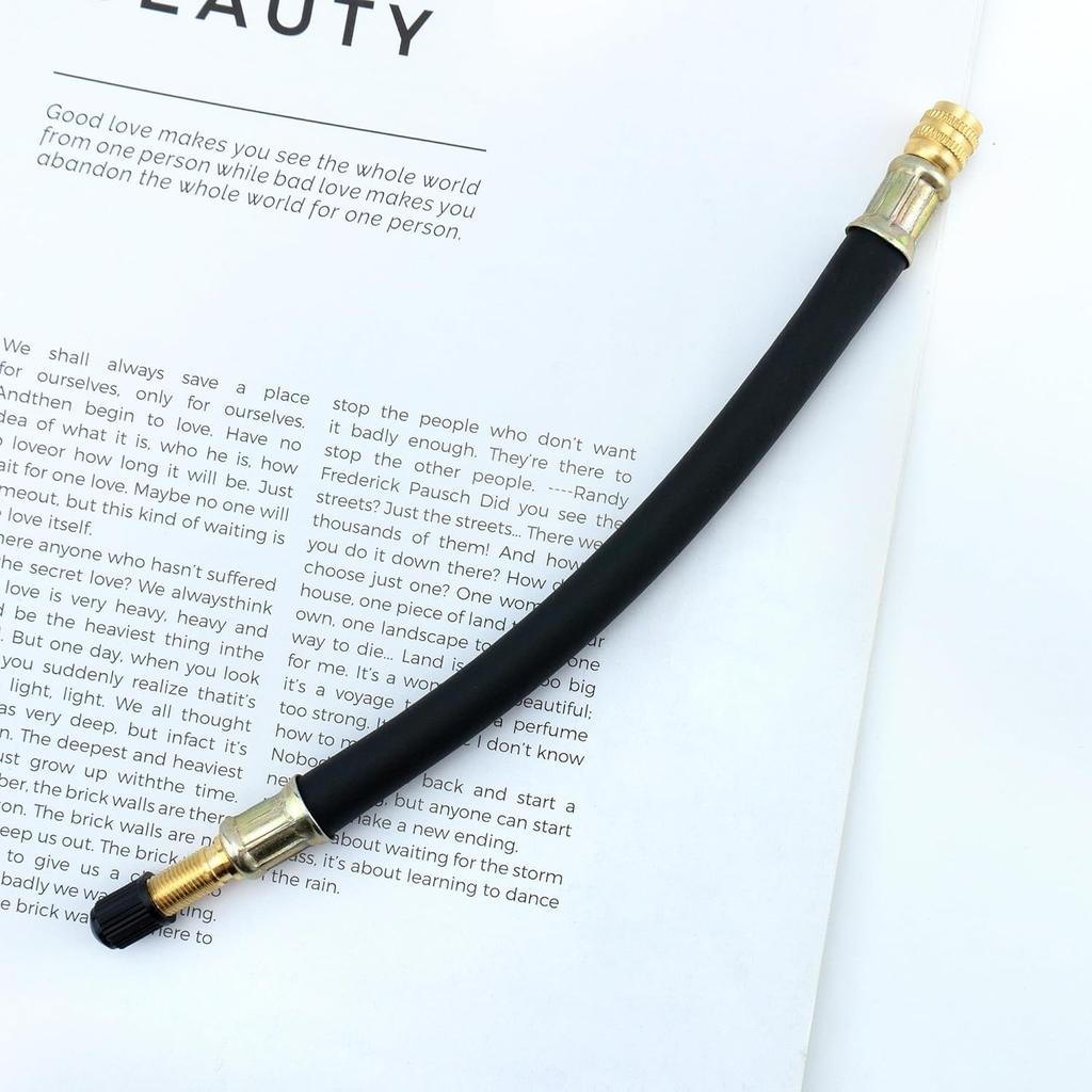 Quacc 8.1" Flexible Tire Valve Extension Adapter with Cap, Rubber Tyre Inflator Extension Adaptor Air Extender for Most Auto E-Scooter Tractor