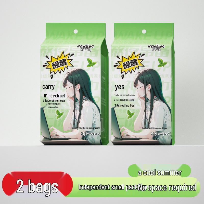 Mint Cooling Cleansing Wipes - Portable Individually Wrapped Refreshing Wet Wipes