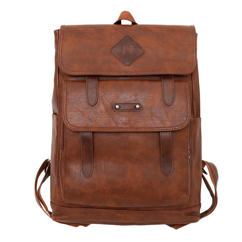 New Soft Leather Business Commuter Backpack Large Capacity Computer Schoolbag Versatile College Style Backpack