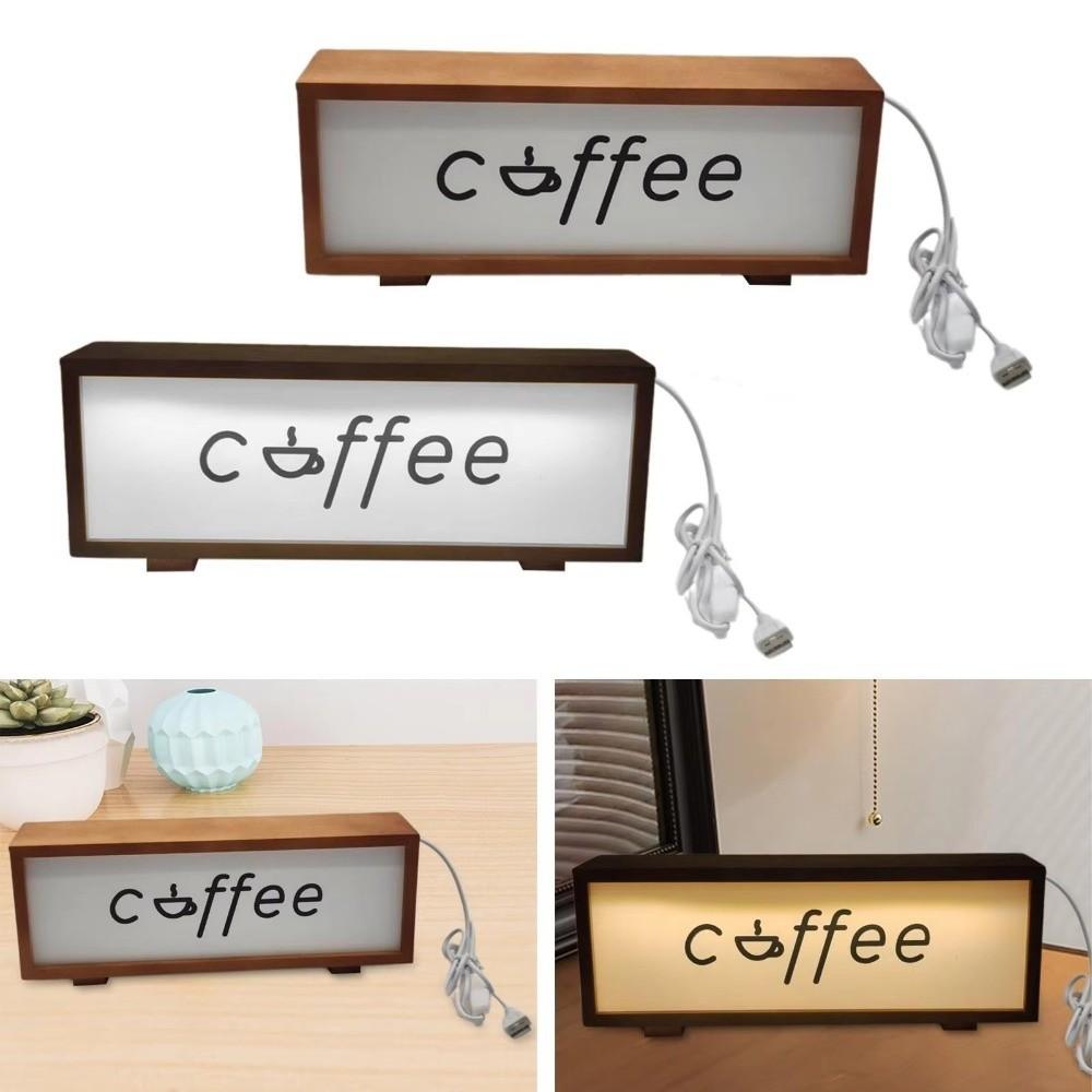 New LED Mood Desktop Light Coffee USB Night Light Wooden Atmosphere Light Birthday Gift