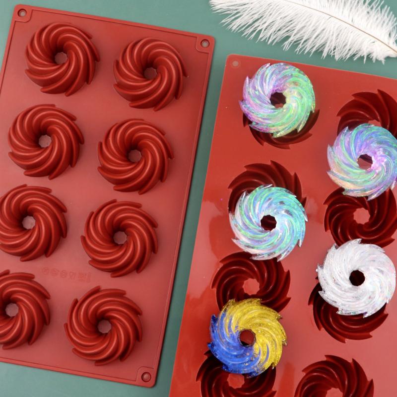 Whirlwind Doughnut Silicone Baking Mold Spiral Circular Chocolate Biscuit Jelly Ice Cube Mold Cake Decor Soap Candle Making Gift