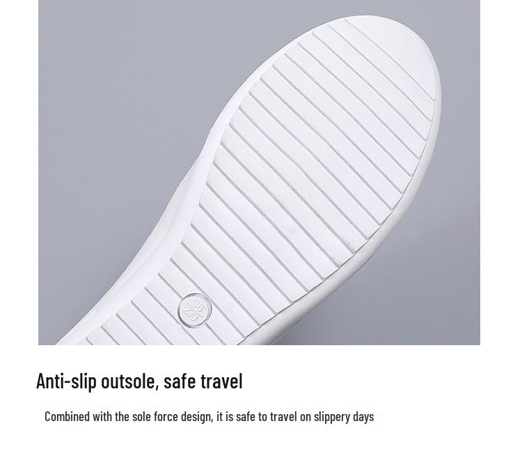 2025 Spring Women's Genuine Leather White Slip-on Sneakers - Soft Sole Casual Flats