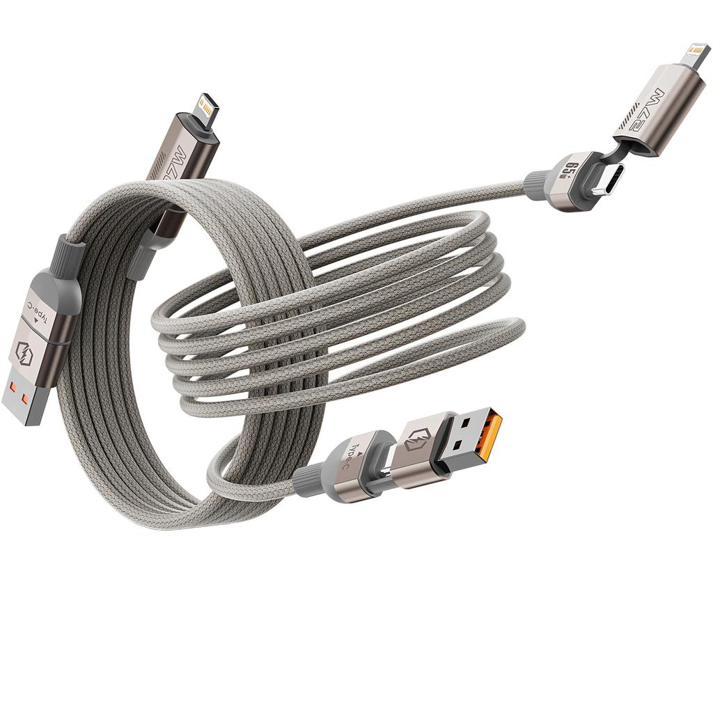 4-in-1 PD Magnetische Saugung 1M USB C Kabel - Schnelllade Anti-Verwicklungs Typ-C Kabel für iPhone/Xiaomi/HUAWEI/Samsung