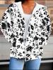 Cardigan con cappuccio a fantasia vintage stampato in 3D taglie forti autunno inverno retrò
