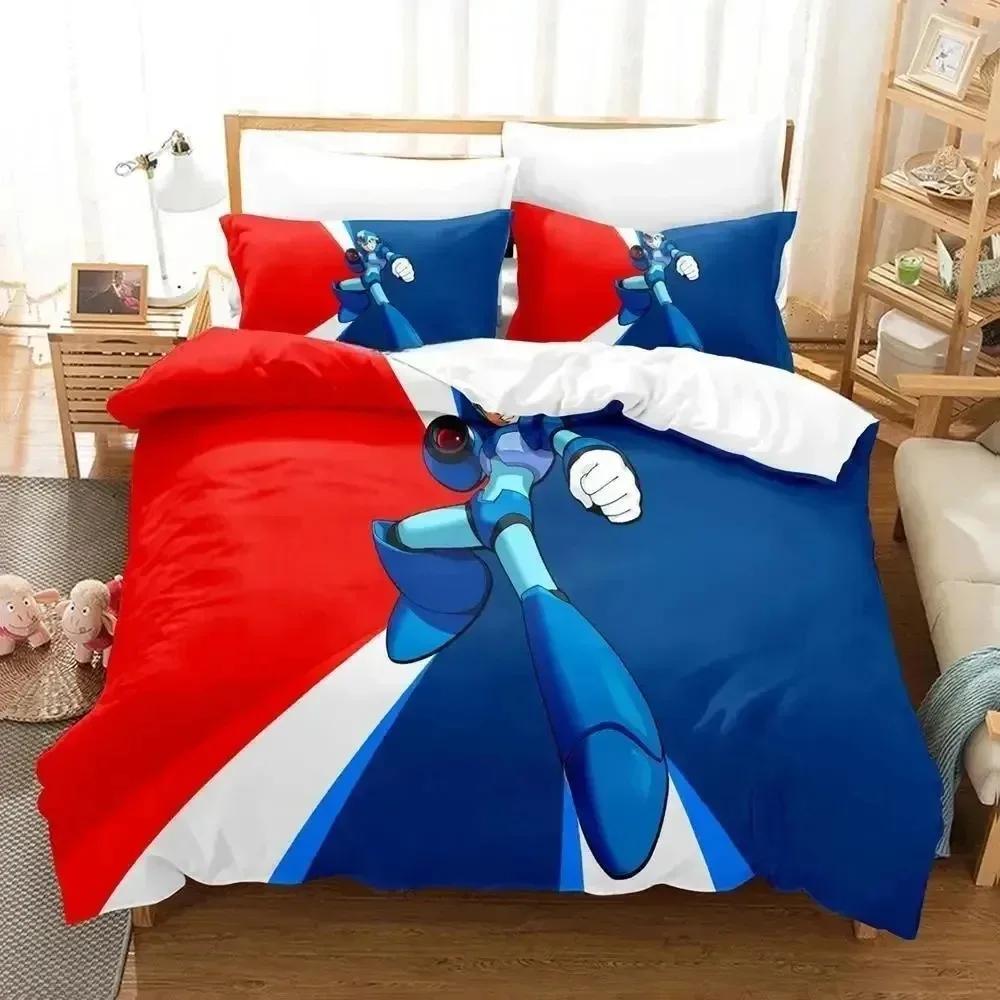 Mega Man X DiVE Bedding Set Single Twin Full Queen King Size Bed Set Adult Boys Bedroom Duvet Cover Sets 3D Anime Bed Sheet Set