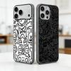 Black White Graffiti Art Phone Case For iPhone 17,16,15,14,13,12,11 Plus,Pro Max,XS,Colorful Silver Black Cover