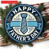2D Flach 20*20cm Retro Holz Vatertagskranz, Rundes Wandbild Entworfen mit "Happy Father's Day", Blaue Krawatte und Dekoration, für Garten, Schlafzimmer, Café.