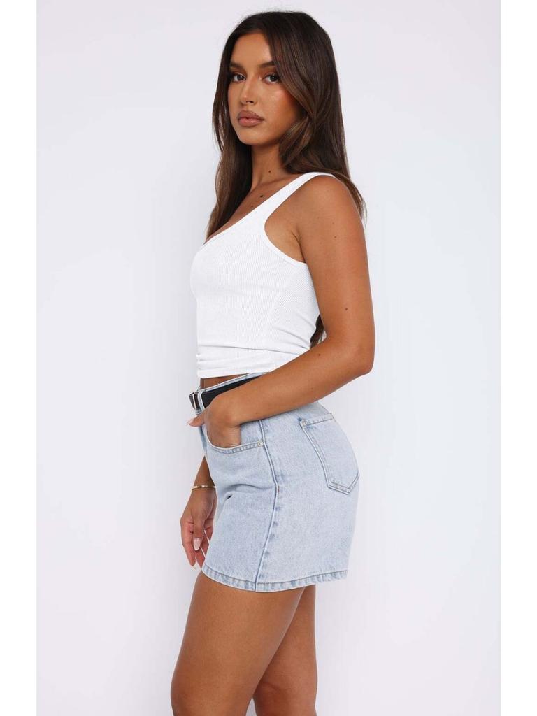 Ribbed Crop Tops Women Solid Color Square Neck Camis Camisole Fashion Tube Top Female Sleeveless