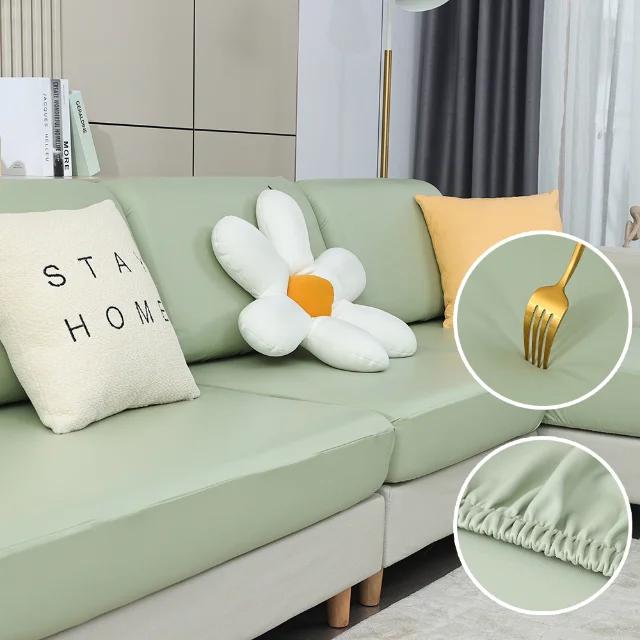 PU Leather Sofa Cushion Cover Waterproof Fabric Sofa Slipcover Solid Stretch Sofa Seat Couch Cover Living Room Anti-dust Home Normal Size1(S)-1pc зелёный