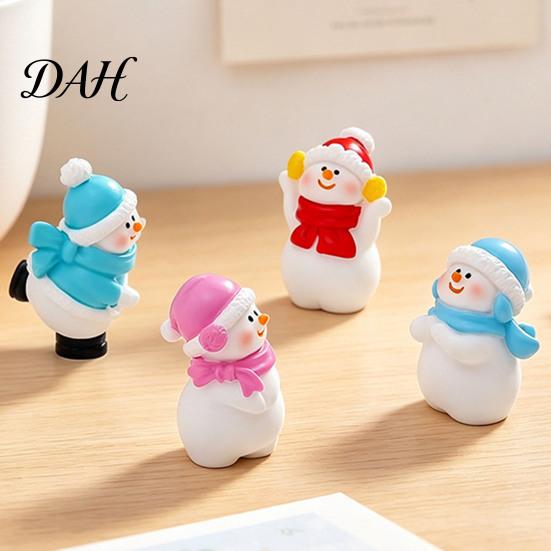 Christmas Desktop Ornaments Mini Snowman Figurine, Skiing Dolls, Small Car Ice Snow Theme Decor Dashboard Figurines, Micro Landscape for Dollhouse DIY
