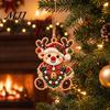 Handcrafted Christmas Keepsake 10 Pcs Faux Diamond Painting Art Ornaments, DIY Pearl Beads Holiday Craft Set with Wooden Base Jute Twine, Complete