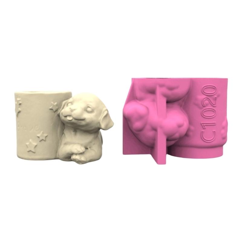 Creative Dog Planter Sturdy Silicone Mould Reusable Artistics Cement Cast Craft Supplies Accessory for Home and Garden 1
