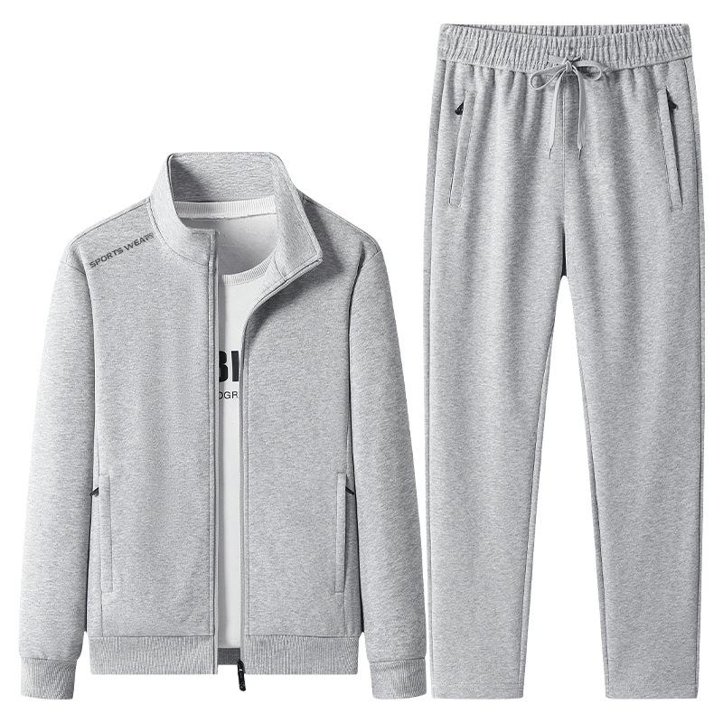 Men's Cotton Tracksuits 2 Piece Set Men Sets Outwear Jacket+Sweatpant Autumn Winter Homme Suit Men Running Fitness Suit