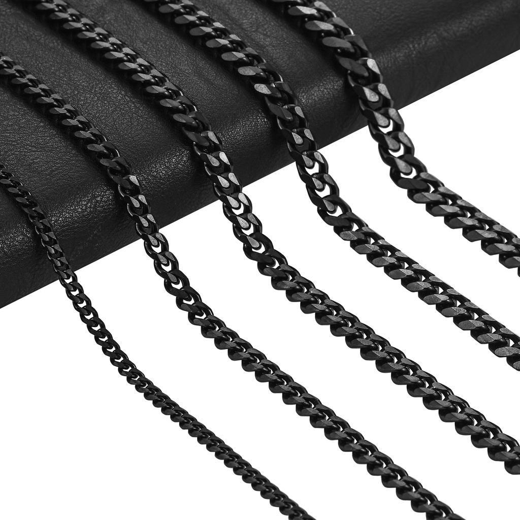 3.5/5/6/7/8mm Punk Stainless Steel Neck Chain Cuban Necklaces for Men Women Black Plated Link Metal Accessories Jewelry