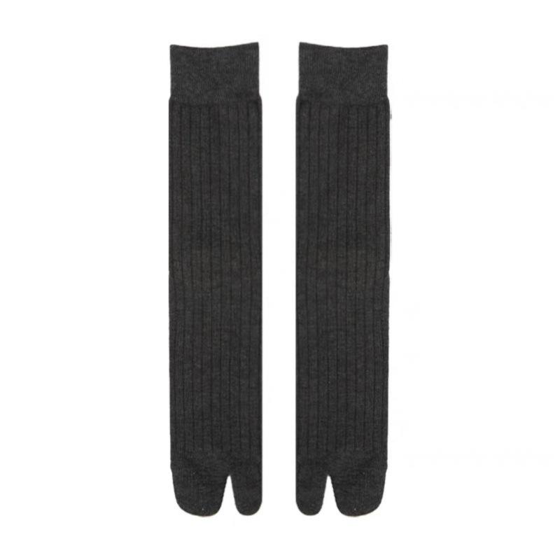 

Минималистичные носки до середины икры с раздельным пальцем в японском стиле - Широкая вертикальная полоска, Однотонные, Идеально под обувь с пальцами и носки-скранчи One Size темно-серого