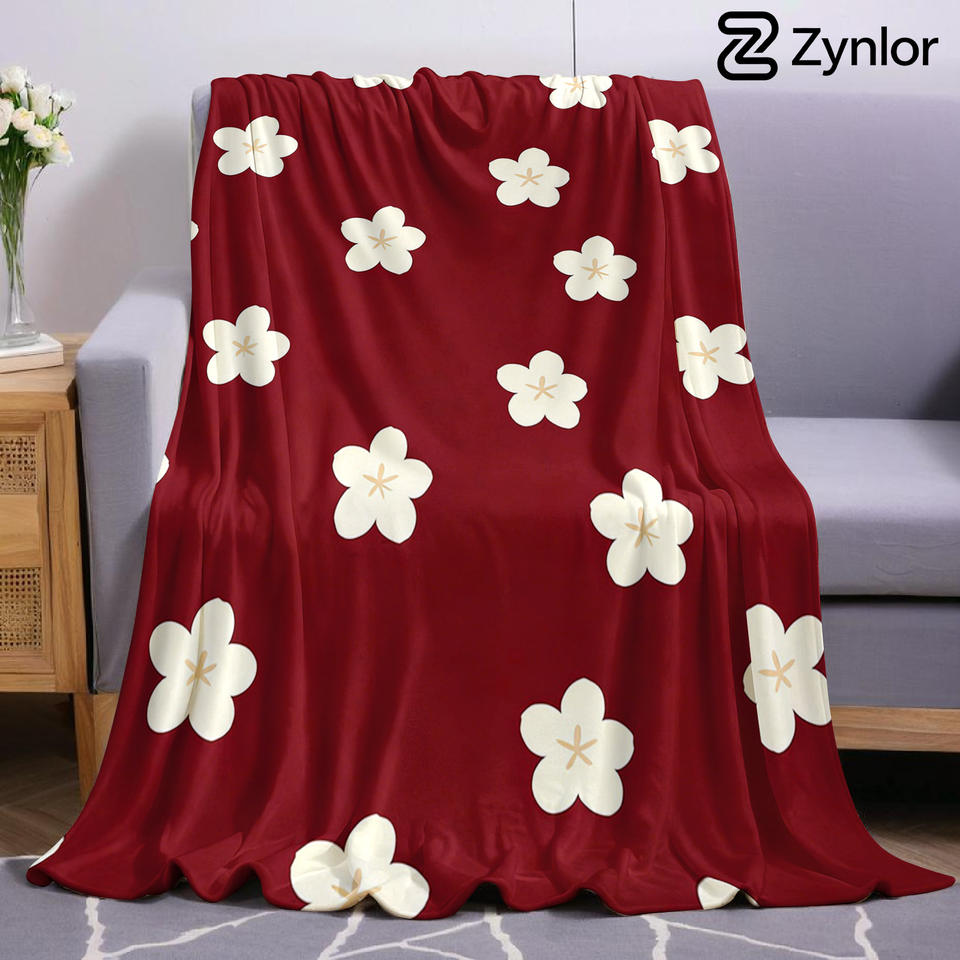 Red White Sakura Ultra Soft Sherpa Fleece Blanket Fluffy Warm Halloween Cozy Throw for Sofa Couch Bedroom Gift All season